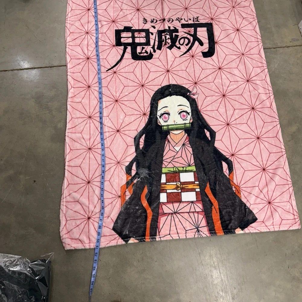 Demon Slayer Nezuko Plush Throw Blanket Pink Anime Kimetsu‎ no Yaiba